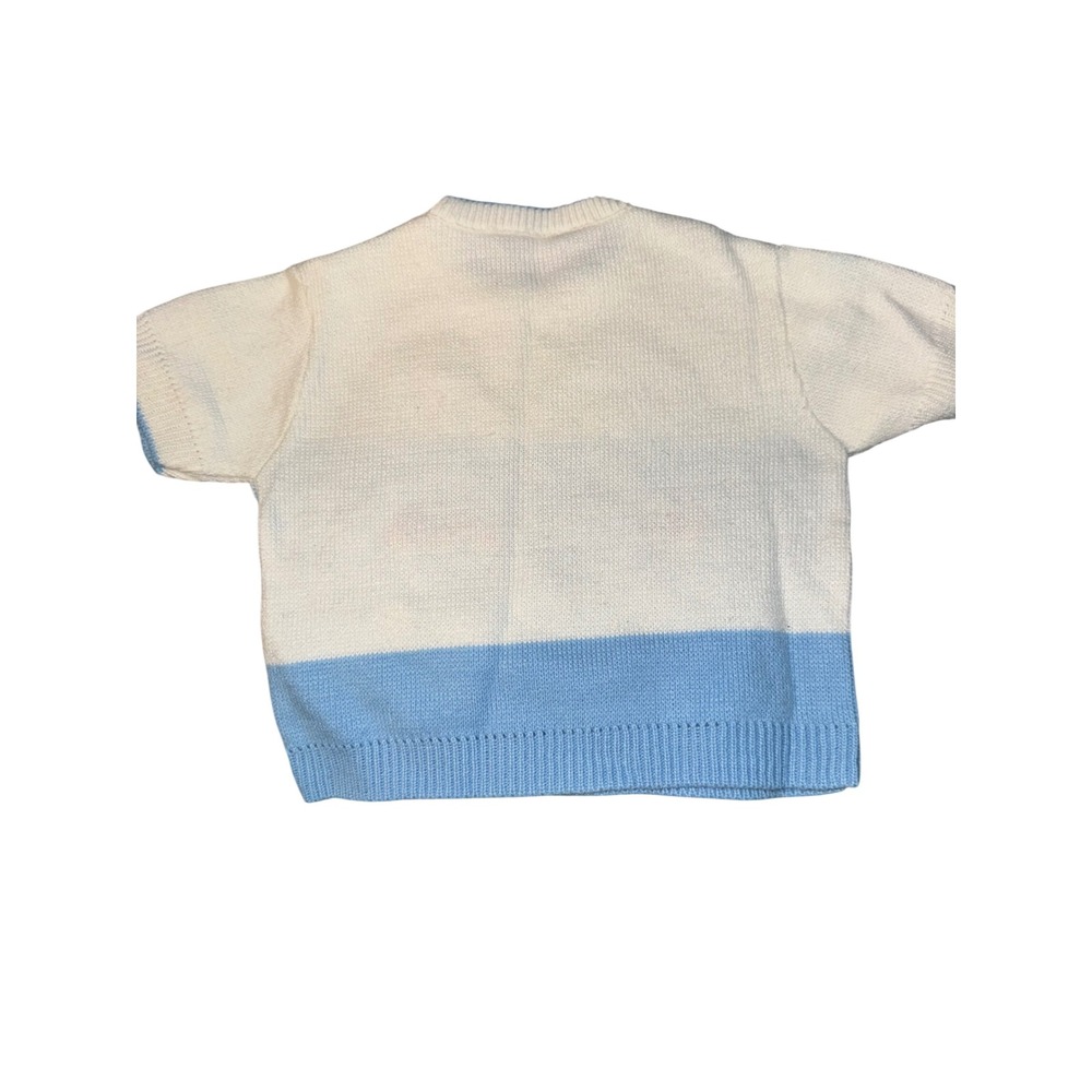 Vintage‎ Baby Boy 2 Pc Outfit Little Angel Sweater Puppy Vest Shirt Blue White - Picture 2 of 9